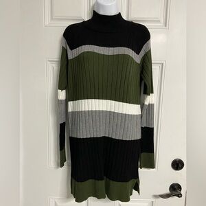 D2- JOSEPH A. Earth Color Stripe Mock Neck Sweater Dress